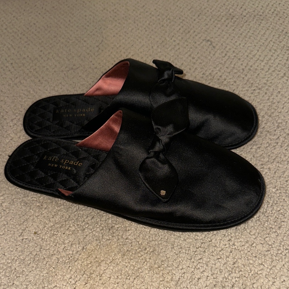 Kate Spade Black Satin Bow Slippers - Picture 4 of 6